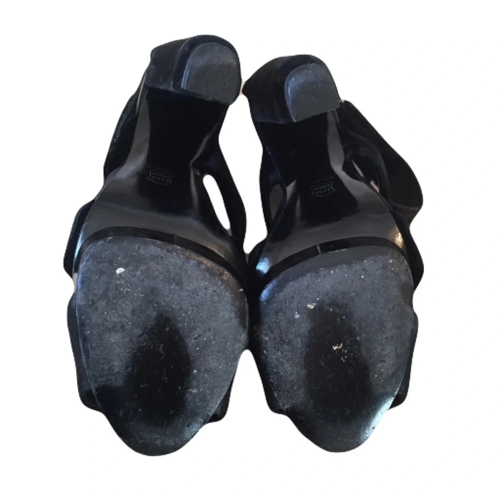 Pierre Hardy Black Mixed Materials, Leather Velvet, Strappy Platforms, Size 37